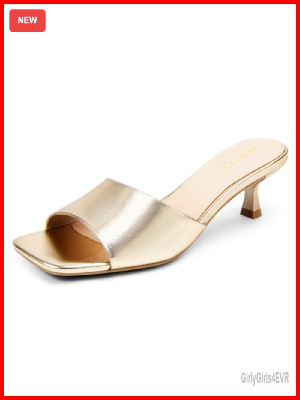 AprCoco Kitten Heel Sandals Low Heels Square Open Toe Slip-On Mules